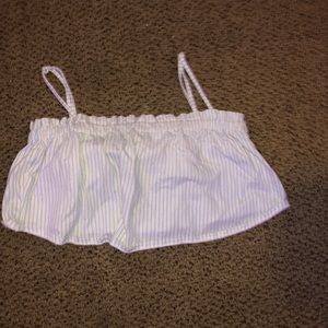 Blue and Whit Striped Cropped Tanktop